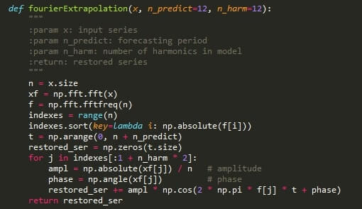 example of code of the dft in python