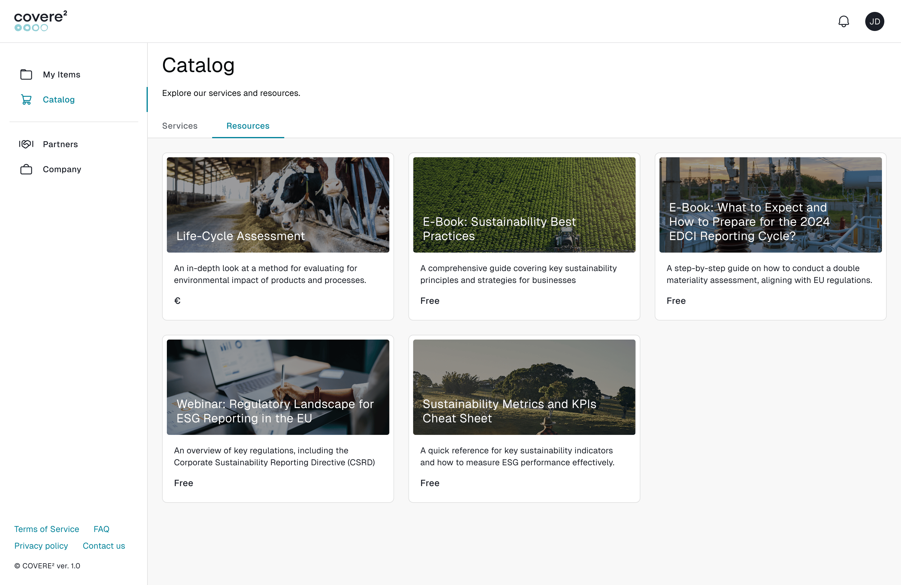 COVERE²'s comprehensive service catalog